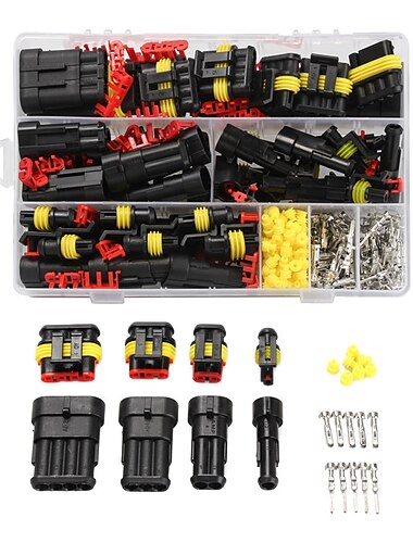 708PCS 1-6Pins  HID Waterproof Connectors 43 Sets Car Marine Seal Electrical Wire Connector Plug Truck Harness 300V 12A Kit