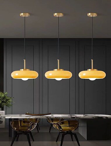 LED závěsné světlo skleněné měděné 28cm jedinečný lustr do jídelny ložnice šňůra nastavitelná