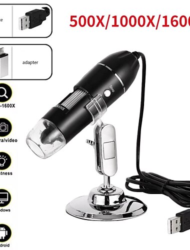 مجهر رقمي 3 في 1 بمنفذ USB من النوع C، 500x 1000x 1600x، مجهر إلكتروني محمول بمنفذ USB من النوع C، مكبر LED لإصلاح الهواتف المحمولة (ليس للآيفون)