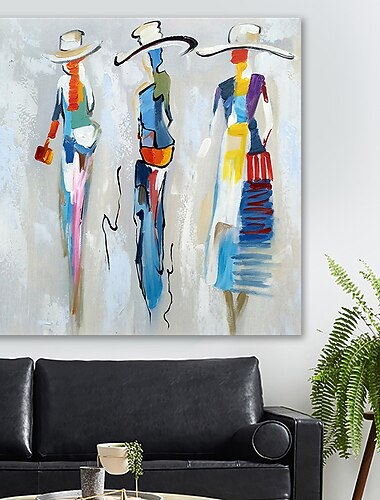 Peinture à l'huile Hang-peint Peint à la main Carré Abstrait Personnage Classique Moderne Toile roulée (sans cadre)