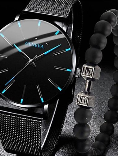 Regalo de reloj de cuarzo para hombres Reloj analógico casual de estilo Steampunk con set de pulsera Reloj impermeable de piel PU