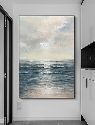 Hang-Painted öljymaalaus Maalattu Pysty Maisema Moderni Ilman Inner Frame  (ei kehystä)