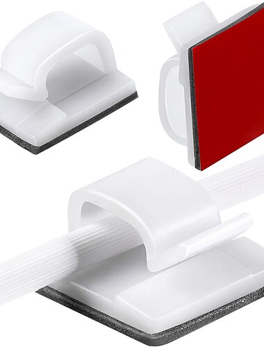 50 stk selvklæbende kabelclips opgraderede vægledningsclips til kabelhåndtering stærke ledningsclips ledningsholdere til væggen under skrivebordet