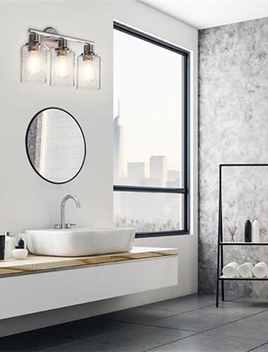 koupelnové osvětlení toaletní svítidlo 3 světla nástěnné svítidlo broušená mosaz koupelnové světlo s čirým skleněným stínidlem koupelnové nástěnné nástěnné svítidlo do zrcadlové kuchyně