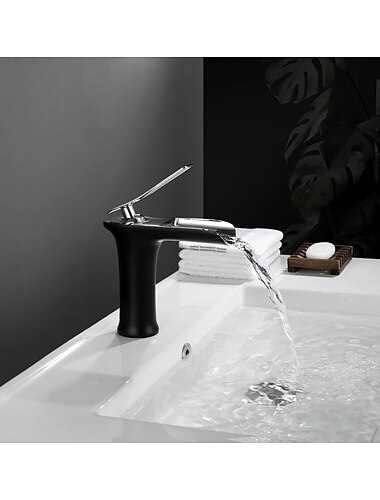 wodospad łazienka bateria zlewozmywakowa wylewka 4,7", umywalka jednouchwytowa krany umywalkowe z pojedynczą rączką łazienka z wężem ciepłej i zimnej wody, naczynie typu monoblok bateria mosiężna montowana na blacie