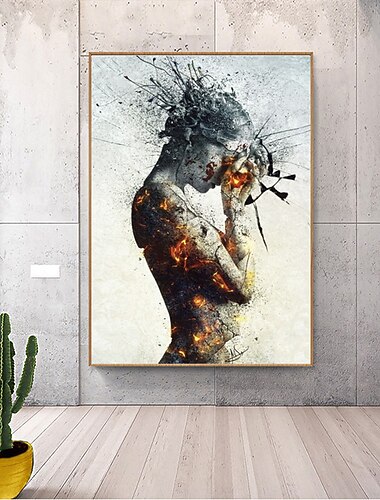 Graffiti arte de fuego chica lienzo pinturas en la pared arte 100% hecho a mano mujer arte moderno imagen hogar pared decoración