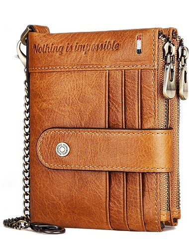 HUMERPAUL Heren Portemonnees Slimme Leren Bifold Hasp Korte Manlijke Portemonnee Muntzak Multifunctionele Kaarten Portemonnee Kettingtas Kwaliteit