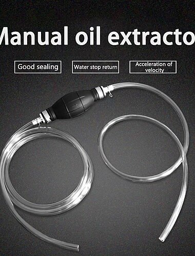 Pompe à siphon, pompe à main à siphon portable à haut débit pour gaz essence essence diesel huile eau liquide aquarium avec 2 tuyaux en pvc durables