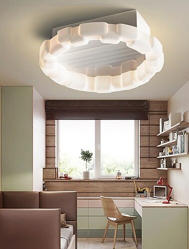 takvifter med lys innfelt lavprofil innendørs takvifte, 19,5" dimbare bladløse takvifter med fjernkontroll, smarte 3 farger 6 hastigheter reversible