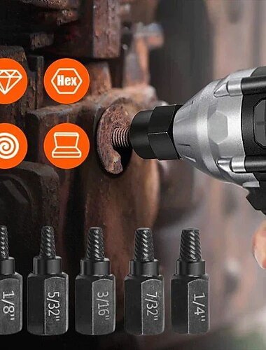 10 stk skruekstraktorer sekskantet multi spline ødelagte skruer bolter fjerningsverktøy venstre spiral gjør-det-selv verktøysett