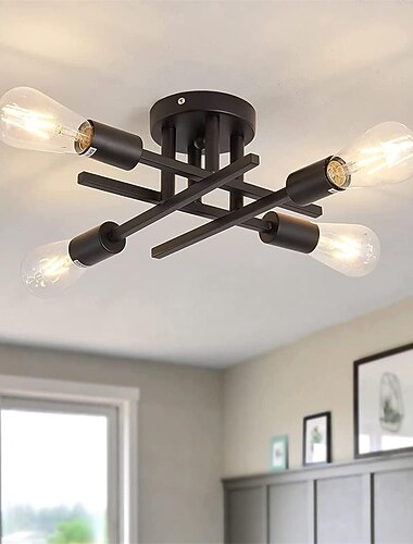 led φωτιστικό οροφής 4 φωτός 38 cm σκανδιναβικού στυλ πολυέλαιος σπούτνικ σχέδιο μεταλλικό καλλιτεχνικό βιομηχανικό βαμμένο φινιρίσματα κουζίνα κρεβατοκάμαρα παιδικό δωμάτιο φωτιστικά ζεστό λευκό