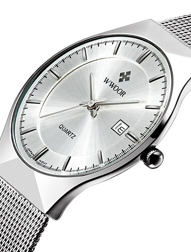 Zaken Heren Luxe Horloges Mesh Band Ultra Dunne Quartz Heren Polshorloge Waterdicht Auto Datum Mannelijk Klok