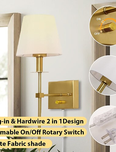 απλίκα τοίχου με ρυθμιζόμενη ρύθμιση απλίκες τοίχου 1 τμχ, φωτιστικό τοίχου από λευκό ύφασμα με βύσμα 6 ποδών, επιτοίχια φωτιστικά εσωτερικού χώρου φωτιστικό τοίχου, για υπνοδωμάτιο, διάδρομος