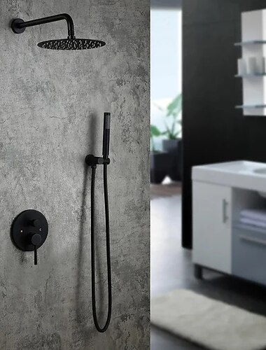  ラウンドシャワーシステム蛇口セットレインフォールシャワーヘッド 8 インチ、ラフインバルブとトリムキットコンボキット、高圧ホールドヘッド壁取り付けバスルーム用