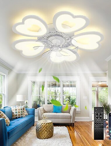 ventilateurs de plafond à led dimmable avec conception de fleur de contrôle à distance 20 "/ 39" 5/9 têtes plafonnier encastré abat-jour en acrylique lustre chambre salon