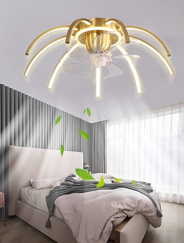 plafondventilator met licht dimbaar 65cm 6 windsnelheden moderne plafondventilator voor slaapkamer, woonkamer app&amp; afstandsbediening 110-240v