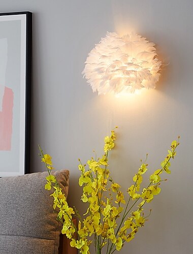 LED קיר אור נוצת יען זר קיר מנורת קיר מדרגות חדר סלון מדגם 1w נורדי קישוט חדר שינה ליד המיטה טלוויזיה קיר אמנות אור קיר אור חם לבן 110-240v