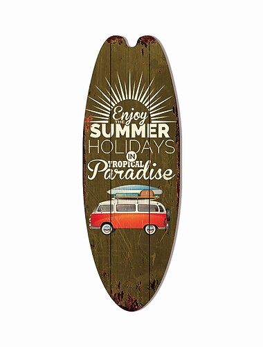 verão praia oceano tema lazer decoração prancha de surf placa de madeira barra parede de casa decoração vintage placa de madeira