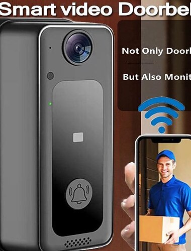smart video ringeklokke wifi trådløs intercom dørring kameraklokke sikkerhet vidvinkel toveis snakk