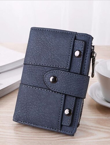 Femmes nouveau pu cuir rivet court portefeuille fermeture éclair porte-carte porte-monnaie femme embrayage portefeuilles sac à main sac d'argent