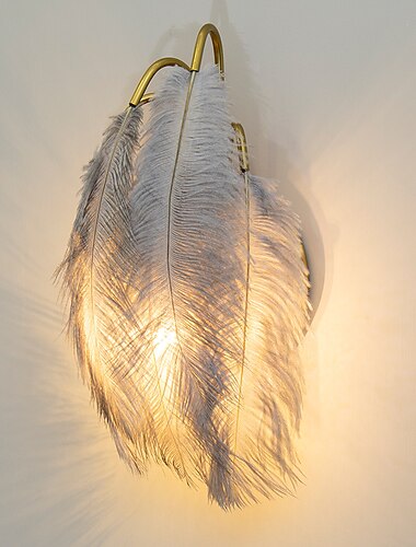 led wandlamp struisvogelveren boeket wandlamp trap woonkamer monster kamer 1w nordic decoratie slaapkamer nachtkastje tv muur kunst licht wandlamp warm wit 110-240v