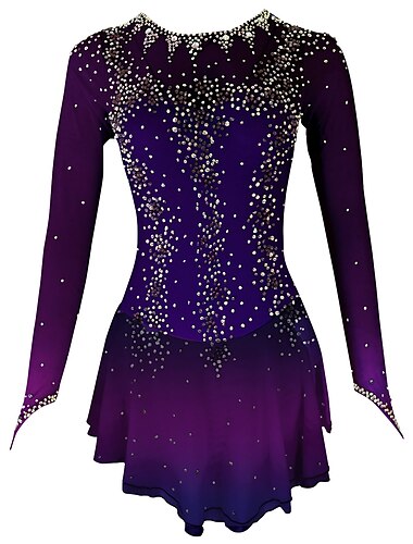  Robe de Patinage Artistique Femme Fille Patinage Robes Rose clair Violet Jaune et jaune Dos ouvert Spandex Haute elasticite Entrainement Professionnel Competition Tenue de Patinage Fait a la main