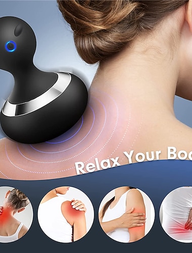 Kabelloser elektrischer Handmassagegerät mit 10 Vibrationen wiederaufladbarer Nacken- und Körpermassagegerät – Schwarz Valentinstagsgeschenk