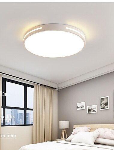 ضوء السقف 12 "معكرون رقيقة جدا 5 سم مشرق&amp; توفير الطاقة الحديثة الاكريليك جولة تدفق جبل مصباح سقف ليد دافئ أبيض 110-240 فولت