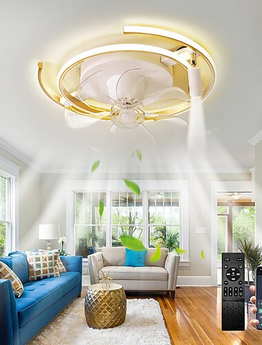 Ceiling Fan with Light App & Remote Control 50cm 3-Light Dimmable 6 Wind Speeds Modern Ceiling Fan for Bedroom, Living Room, Small Room 110-240V