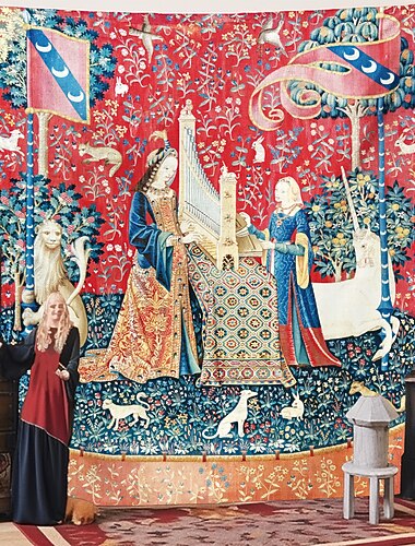 Dame et la licorne Tapisserie médiévale Tapisserie du Moyen Âge Art mural vintage grande tapisserie décoration murale photographie toile de fond couverture rideau décoration maison chambre salon