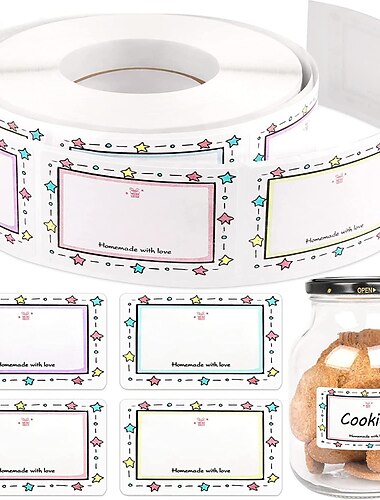 250 ks štítků pro sváteční kuchyni, samolepicí samolepicí štítek, ideální pro zdobení sklenic & nádoby na koření!