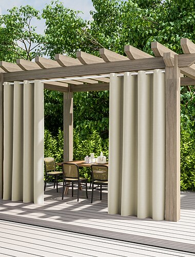 2 panneaux rideaux extérieurs imperméables pour patio de mariage intérieur rideaux à œillets épais pour chambre de mariage, salon, porche, pergola, cabanon