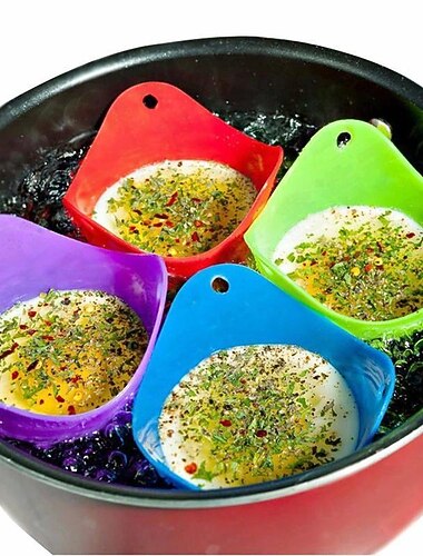 4 Stück Silikon-Eierkocher, Küchenkochwerkzeug 2,55 x 3,54 Zoll