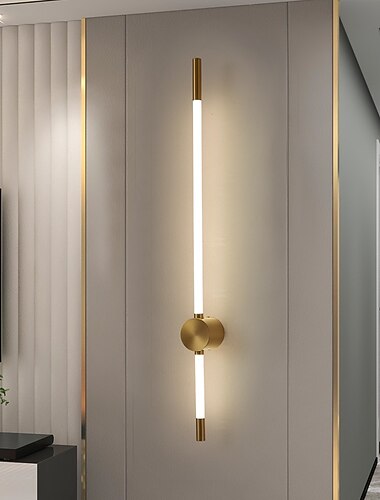 Lâmpada de parede led design de tira 24 "moderna lâmpada de parede de fundo led sala de estar quarto cabeceira 10w alumínio luz de parede interna ligting arandela branco quente 1pcs 110-240v