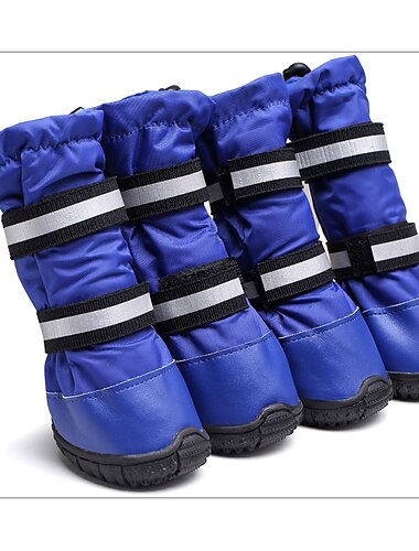  Dog Shoes,Dog Boots Waterproof Shoes For Large Dogs,dog Boots Warm Lining Nonslip Rubber Sole For Snow Winter,anti-slip Sole Pet Paw Protectors 4pcs (l, Blue) Dog Boots