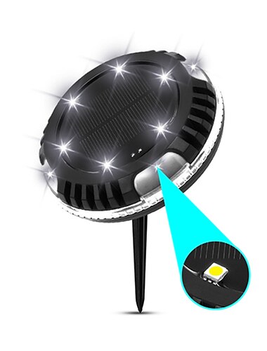 solcelle jordbelysning udendørs havehave gårdhave gårdhave disk lys flerfarvet automatisk skiftende 10led vandtæt landskabsbelysning i jorden