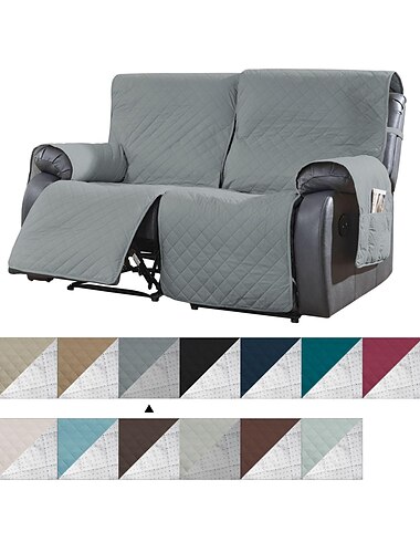 Housse de canapé inclinable pour causeuse, housse antidérapante pour animaux de compagnie pour 2 sièges inclinables avec sangles élastiques, housse de causeuse inclinable fendue, protection de
