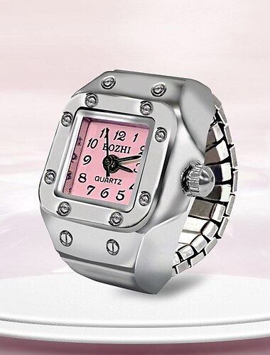 Vintage Punk Finger Klocka Mini Elastisk Rem Legeringsklockor Par Ringar Smycken Klocka Retro Romersk Kvarts Klocka Ring Gåva För Kvinnor Flickor