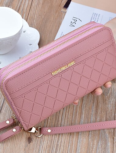 Cartera larga para mujer, monederos para mujer, monedero con borlas, tarjetero, cartera con doble cremallera, bolso de mano de cuero pu, bolso de dinero de lujo para teléfono