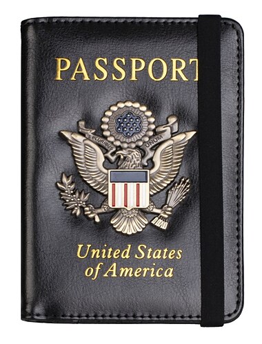Creative Passport Holder Cover With 3D Metal Badge - RFID Blocking Leather Passport Wallet And Case For Family