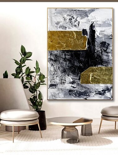 håndlaget oljemaleri lerret veggkunst dekorasjon moderne abstrakt gull tekstur for hjemmeinnredning rullet rammeløst ustrukket maleri