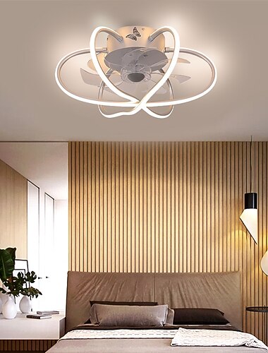 loftsventilatorer med lys, der kan dæmpes med fjernbetjening flush-mount indendørs loftsventilator, 15,6" smart 3 farver 6 hastigheder vendbar