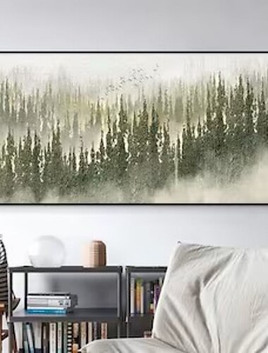  油絵手作り手描き壁アート抽象植物花の緑の森家の装飾の装飾ロールキャンバスフレームなしストレッチなし