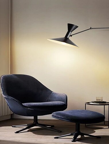 svingarm væglampestik i roterbar sort, sorte moderne væglamper med tænd/sluk ledning til soveværelse, stue