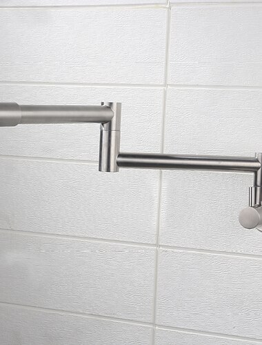 Rubinetto Cucina Solo Acqua Fredda Rubinetto Cucina In Acciaio Inox, Nero Spazzolato Lavello Pieghevole A Parete Rubinetto Cucina