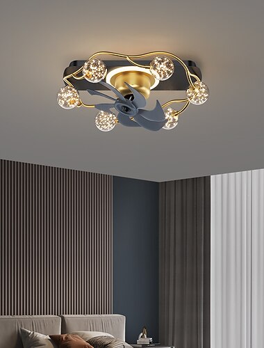 takvifte med lys app&amp; fjernkontroll 52cm 3-lys dimbar 6 vindhastigheter moderne takvifte for soverom, stue, lite rom 110-240v