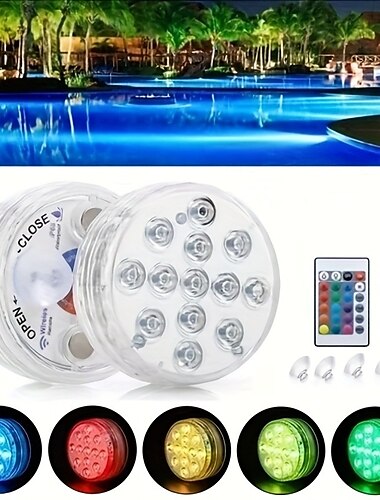  Submersible LED Light Outdoor Lights Waterproof 1X 2X 3X 4X 8X 10X SMD5050 Upgrade 13 LED IP68 RGB Submersible Light With Magnet and Suction Cup For Swimming Pool Pond Light Underwater Tea Colorful Light Colorful Lighting With Remote Controller