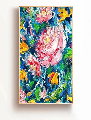Pintura a óleo artesanal decoração de arte de parede de lona faca abstrata pintura flor vermelha para decoração de casa rolada sem moldura pintura não esticada