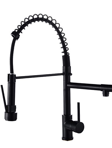 Kitchen Faucet Pull Out Sink Mixer Taps Dual Spout, High Arc Spring Vessel Brass Taps, Single Handle 360 Swivel Sprayer with Hot and Cold Water Hose