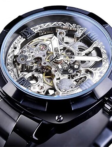 Relógio Mecânico Masculino FORSINING Luxuoso Grande Mostrador Fashion Negócios Esqueleto Oco Automático Auto-wind Luminosa à Prova d'Água Aço Inoxidável